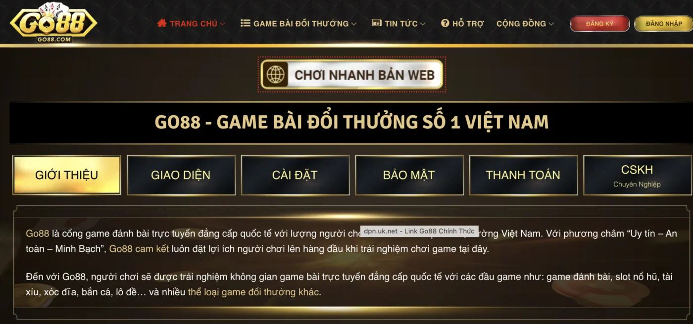 giao diện chính thức go88